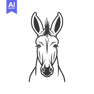 Aset premium populer: Black and White Line Drawing of a Donkey's Head