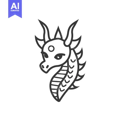 Aset premium populer: Black and White Line Drawing of a Dragon Head