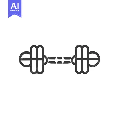 Aset premium populer: Black and White Line Drawing of a Dumbbell