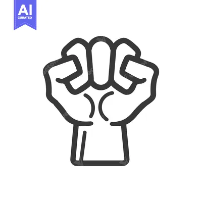 Premium design asset: Black and White Line Drawing of a Fist