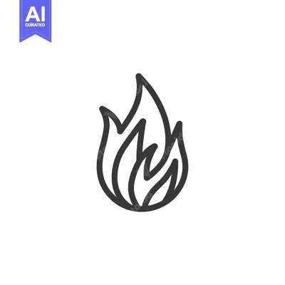 Premium design asset: Black and White Line Drawing of a Flame