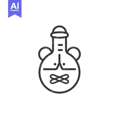 Black and White Line Drawing of a Flask with a Mouth Covered by an X