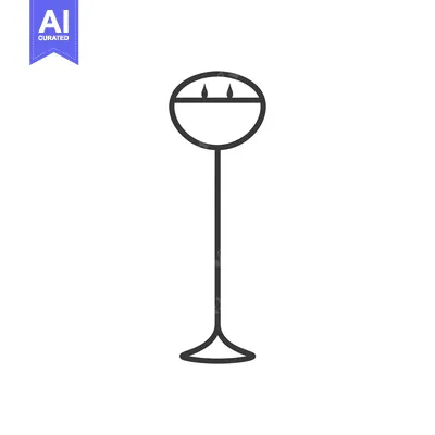 Aset premium populer: Black and White Line Drawing of a Floor Lamp with Three Flames