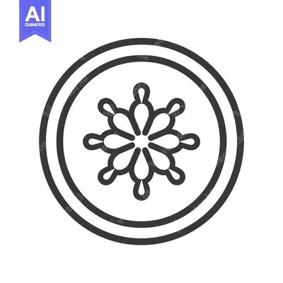 Aset premium populer: Black and White Line Drawing of a Flower with a Double Circle Around I