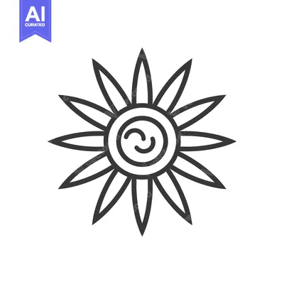 Aset premium populer: Black and White Line Drawing of a Flower with a Swirl in the Center