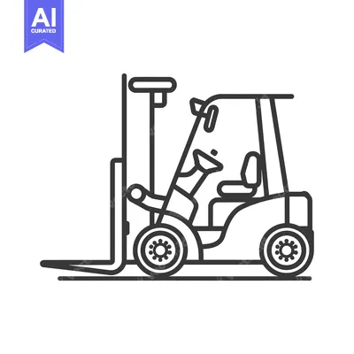 Aset premium populer: Black and White Line Drawing of a Forklift