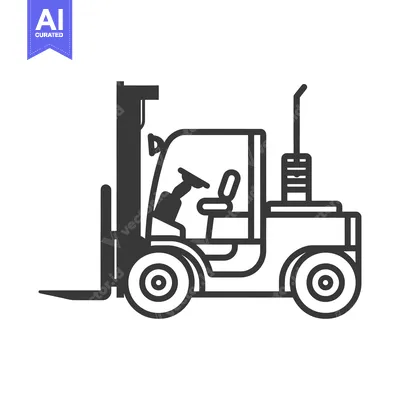 Aset premium populer: Black and White Line Drawing of a Forklift