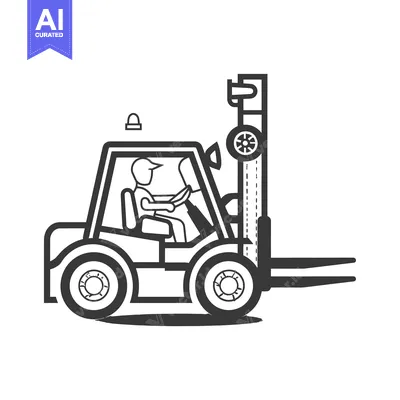 Popular premium asset: Black and White Line Drawing of a Forklift