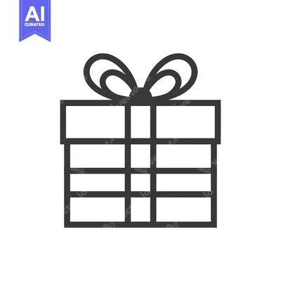 Popular premium asset: Black and white line drawing of a gift box with a bow