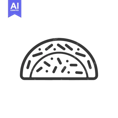 Aset desain premium: Black and White Line Drawing of a Half Donut with Sprinkles