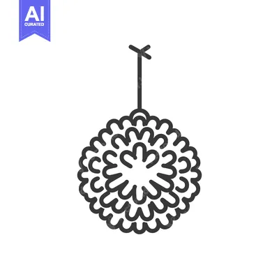 Aset premium populer: Black and White Line Drawing of a Hanging Pom Pom