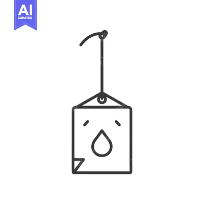 Popular premium asset: Black and White Line Drawing of a Hanging Tag with a Water Drop Icon