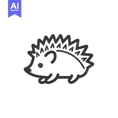 Aset desain premium: Black and White Line Drawing of a Hedgehog