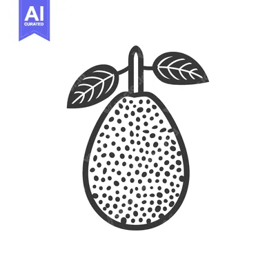 Aset premium populer: Black and White Line Drawing of a Jackfruit