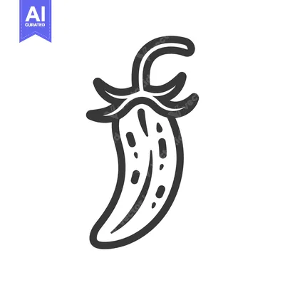 Aset desain premium: Black and White Line Drawing of a Jalape?o Pepper