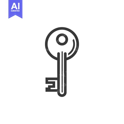Aset premium populer: Black and White Line Drawing of a Key with a Round Head