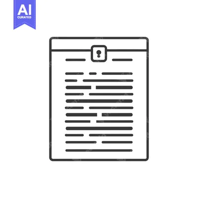 Popular premium asset: Black and White Line Drawing of a Locked Document