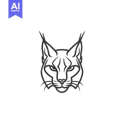Popular premium asset: Black and White Line Drawing of a Lynx's Head