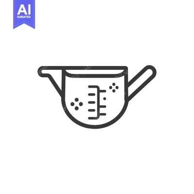 Premium design asset: Black and White Line Drawing of a Measuring Jug