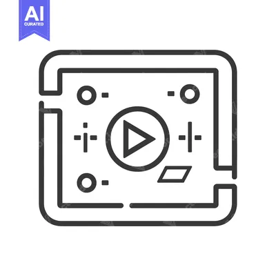 Premium design asset: Black and White Line Drawing of a Media Player