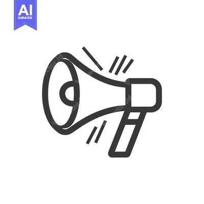 Aset desain premium: Black and White Line Drawing of a Megaphone