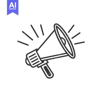 Aset premium populer: Black and White Line Drawing of a Megaphone with Sound Waves