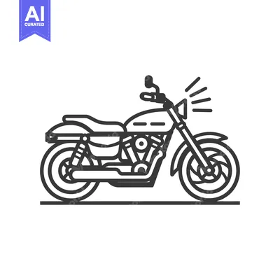 Aset desain premium: Black and white line drawing of a motorcycle