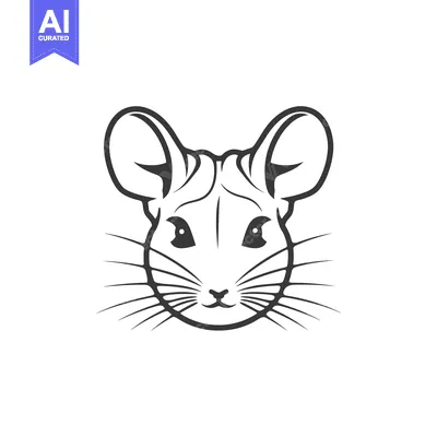 Aset premium populer: Black and White Line Drawing of a Mouse's Face