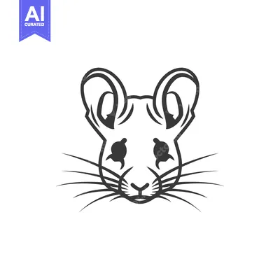 Aset premium populer: Black and White Line Drawing of a Mouse's Face