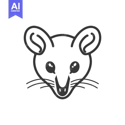 Aset premium populer: Black and White Line Drawing of a Mouse's Face