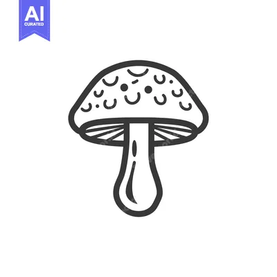 Aset premium populer: Black and White Line Drawing of a Mushroom