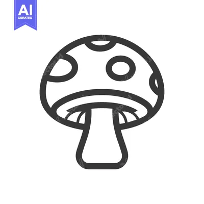 Aset premium populer: Black and White Line Drawing of a Mushroom with Spots
