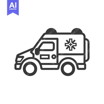 Aset premium populer: Black and White Line Drawing of an Ambulance