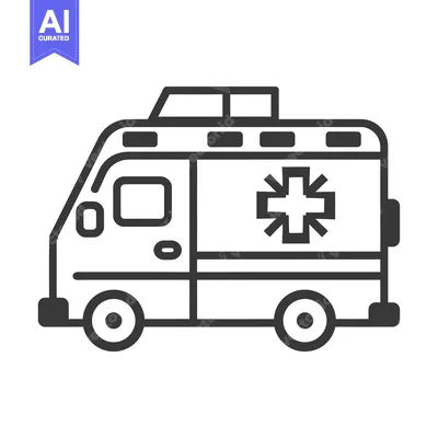 Aset premium populer: Black and White Line Drawing of an Ambulance