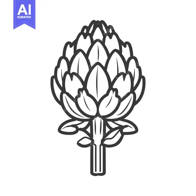 Aset premium populer: Black and White Line Drawing of an Artichoke