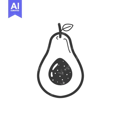 Aset premium populer: Black and White Line Drawing of an Avocado