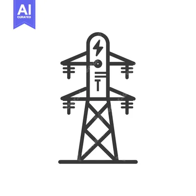 Popular premium asset: Black and White Line Drawing of an Electrical Power Transmission Tower