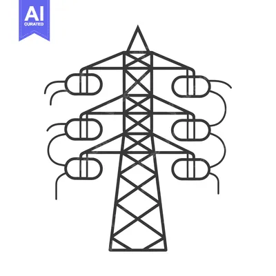 Popular premium asset: Black and white line drawing of an electricity pylon