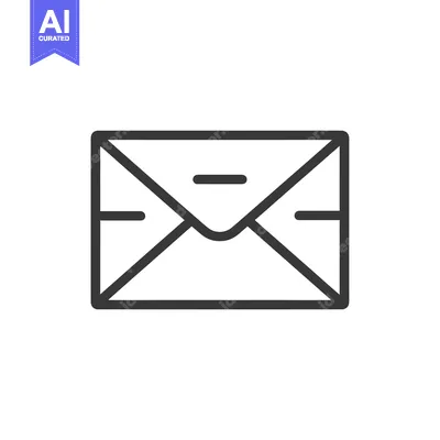 Aset desain premium: Black and white line drawing of an envelope