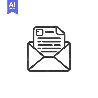 Popular premium asset: Black and white line drawing of an envelope with a letter inside