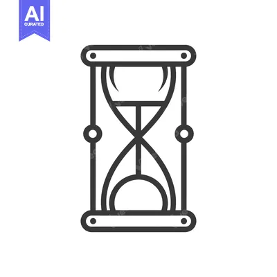Aset desain premium: Black and White Line Drawing of an Hourglass