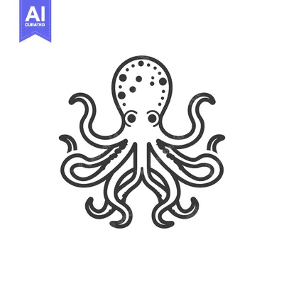 Aset premium populer: Black and White Line Drawing of an Octopus