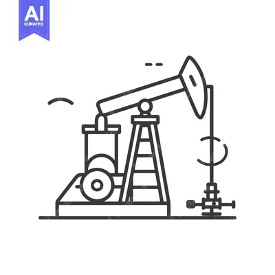 Black and White Line Drawing of an Oil Pump Jack