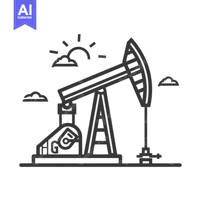 Black and White Line Drawing of an Oil Pump Jack