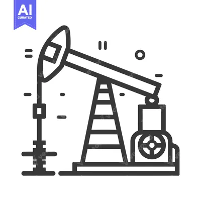 Black and white line drawing of an oil rig