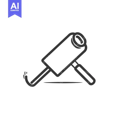 Premium design asset: Black and white line drawing of a paint roller