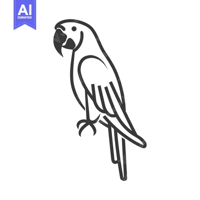 Aset premium populer: Black and White Line Drawing of a Parrot