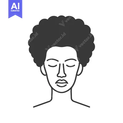 Premium design asset: Black and White Line Drawing of a Person with Eyes Closed