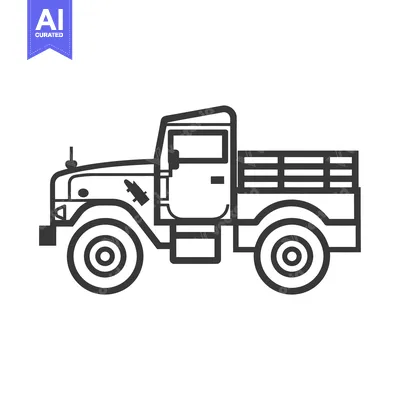 Aset premium populer: Black and White Line Drawing of a Pickup Truck