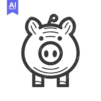Aset desain premium: Black and White Line Drawing of a Pig